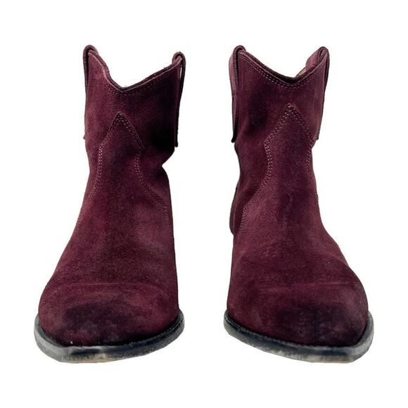 Isabel Marant Dewina Dark Red Maroon Suede Pointed Toe Block Heel Ankle Boots - Picture 4 of 9